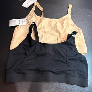 Momcozy breastfeeding pumping nursing bra 2 pack new with‎ tags black nude XL